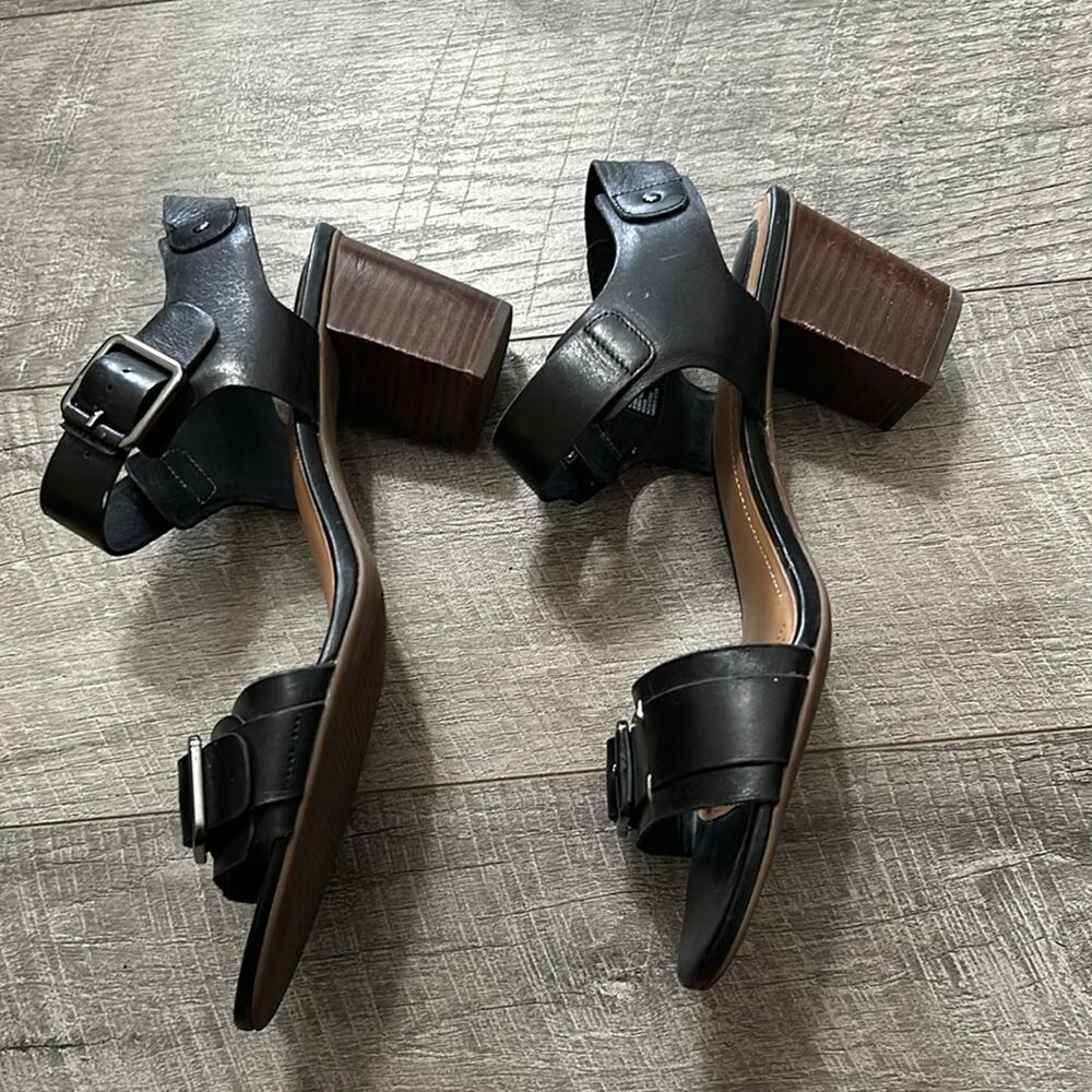 Clarks Black Leather Block Heels - Picture 7 of 9